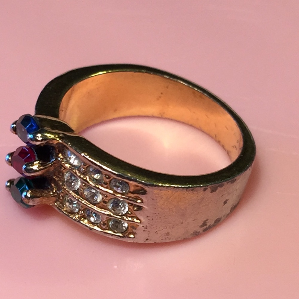 Multi Colored Rhinestone Size 7 Ring - image 3
